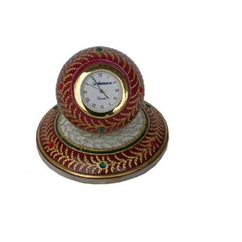 Marble Round Clock Red Gold GS