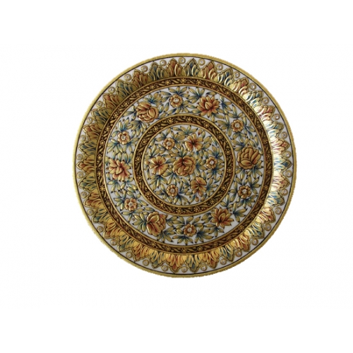 Marble Round Plate 12" Floral Fine