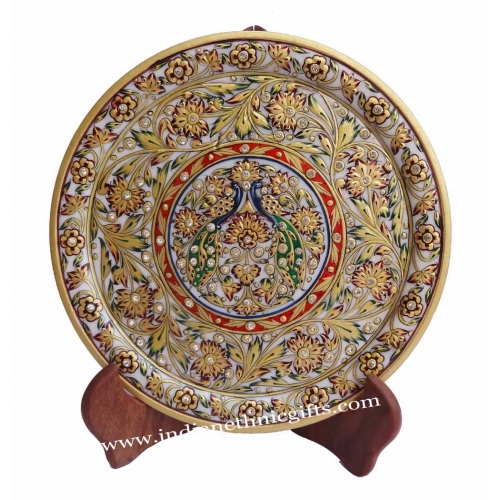 Marble Round Plate 9" Peacock Exclusive