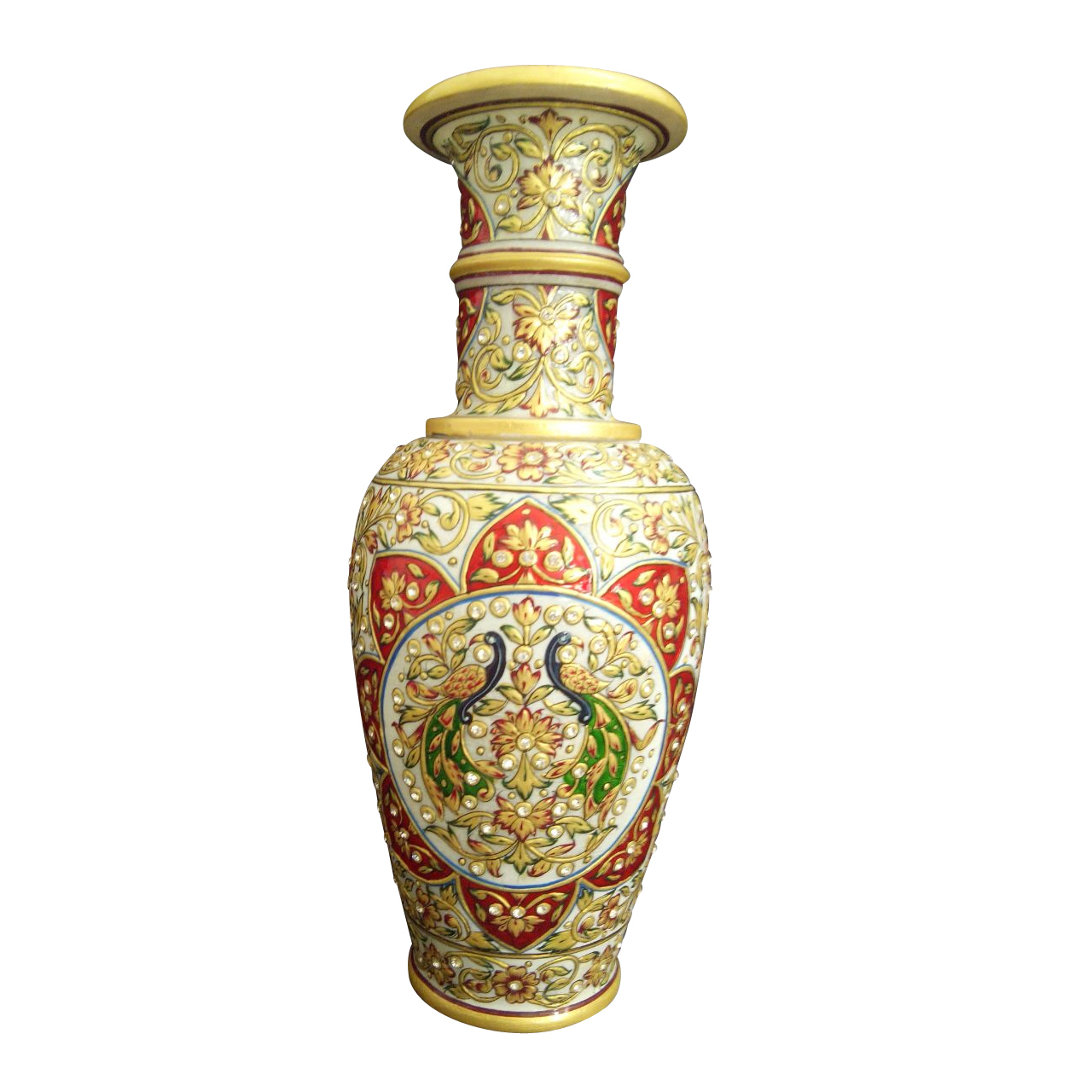 Marble Vase Peacock Design 9 inch