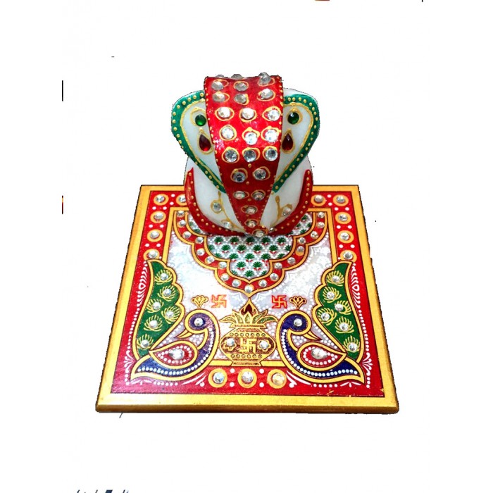 Marble Chowki Ganesh Ji Colourful